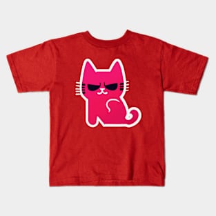 Pink Angry Cat Kids T-Shirt
